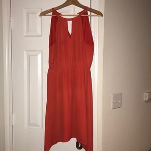 Burnt orange keyhole sleeveless dress LOFT